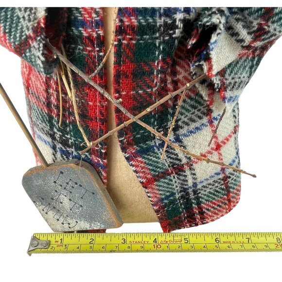 Handmade Rustic Country Christmas Winter Snowman Stump Doll Decor Let it Snow - Picture 9 of 16